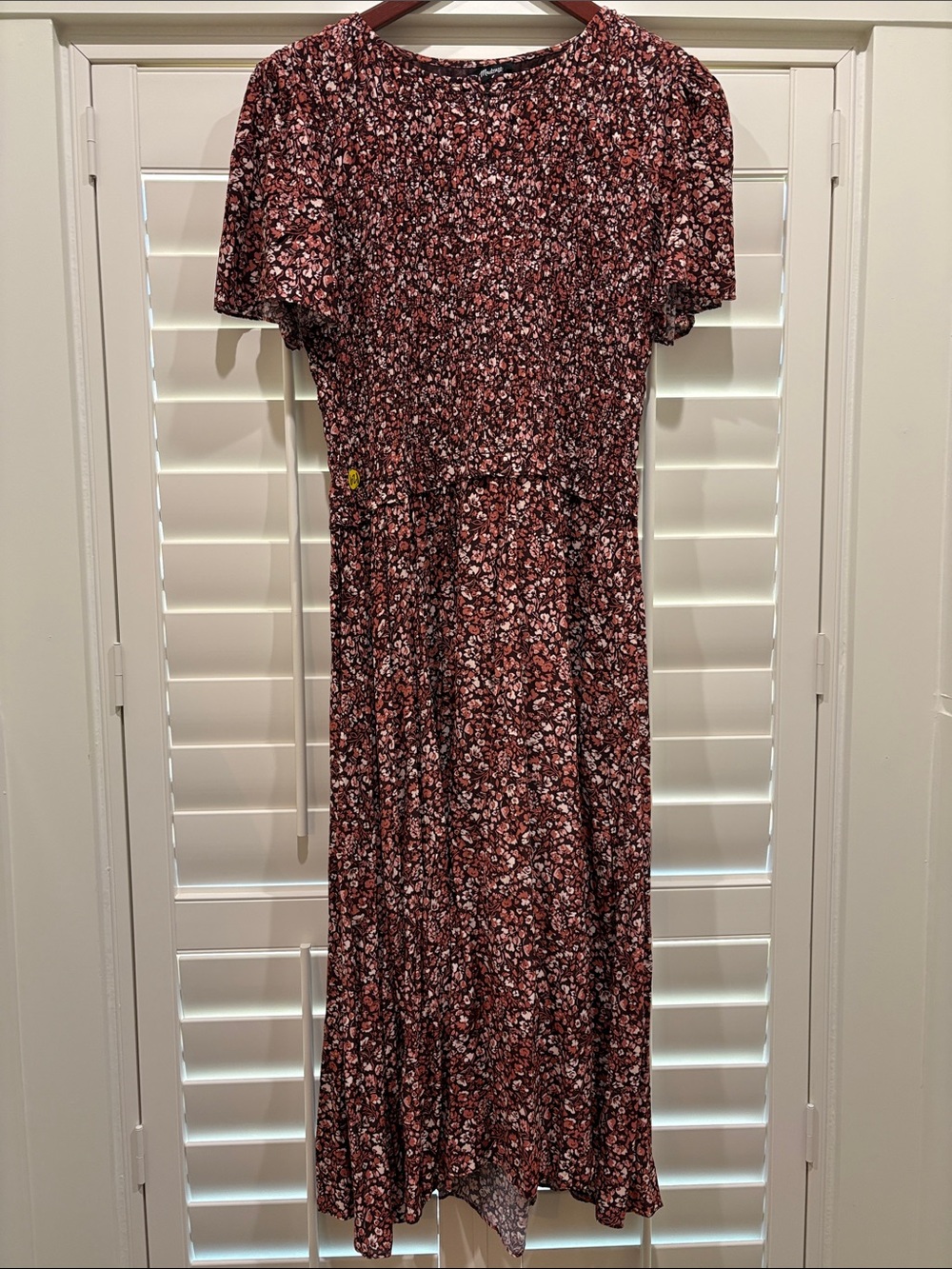 Madewell Burgundy Floral Midi Dress - Picture 3 of 5